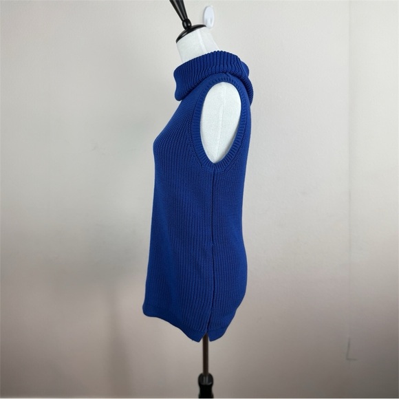 Talbots Women's Blue Sleeveless Turtleneck Sweater Tunic Top Size S Cotton Blend - Picture 3 of 10